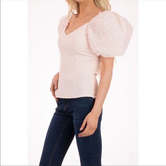 ✨HP✨Embroidered Polka Dot Puff Sleeves Blouse✨ - Picture 2 of 6